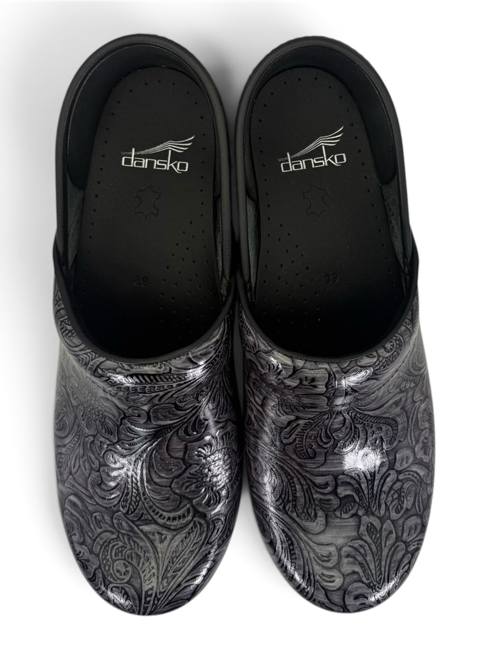 NEW Dansko Embossed Floral Leather Clogs Size 39 - Picture 5 of 7